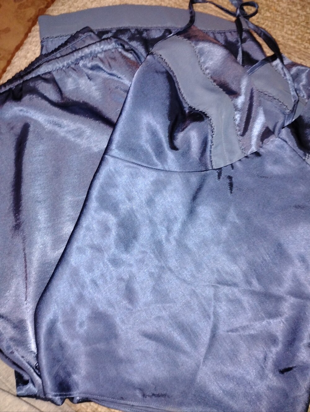 H&M Navy Satin Camisole and Shorts Set